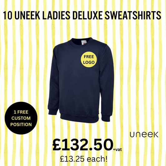 10 Ladies Deluxe Sweatshirt Bundle (Free Print) Ultimate Workwear