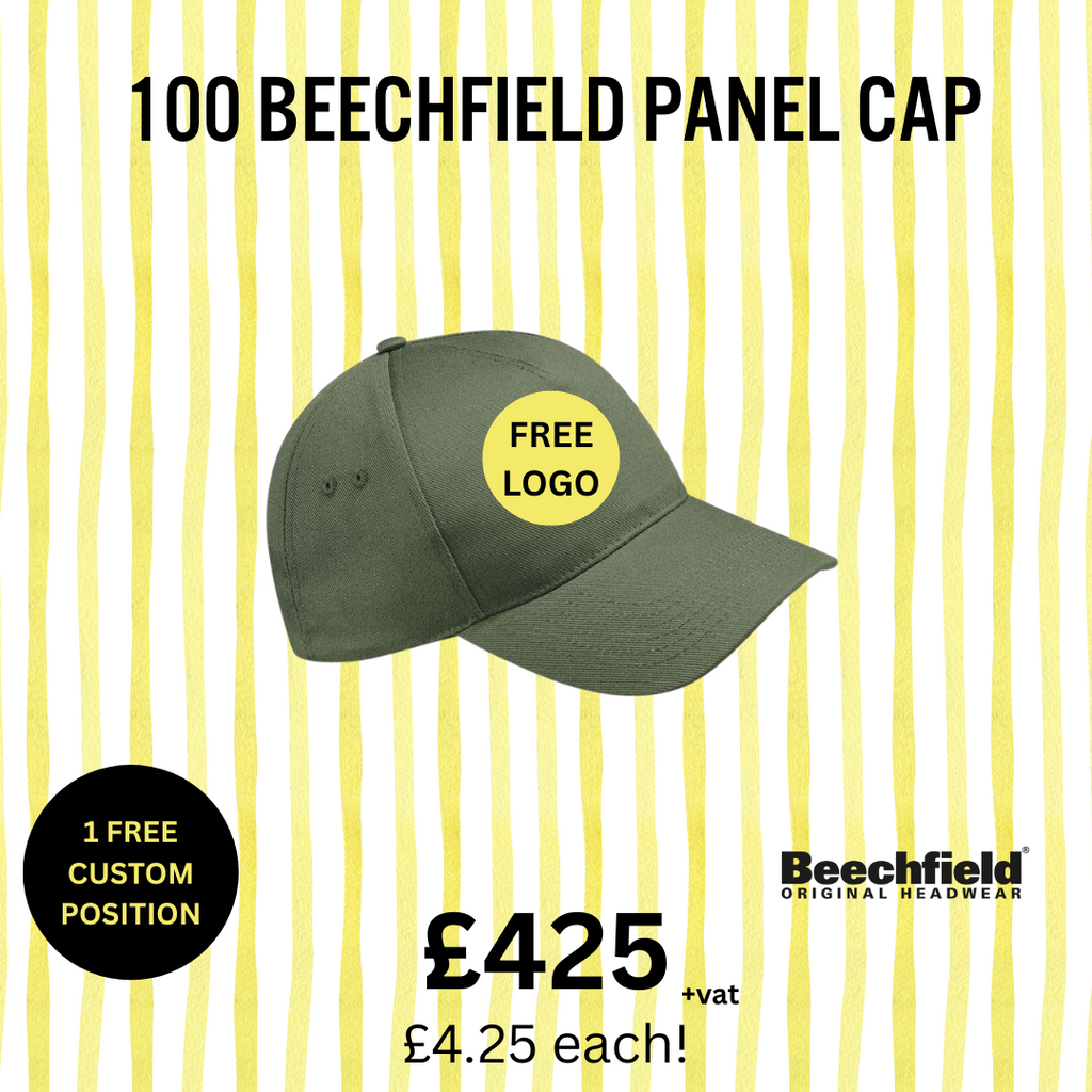 100 Beechfield 5 Panel Cap Bundle  (Free Print) Ultimate Workwear