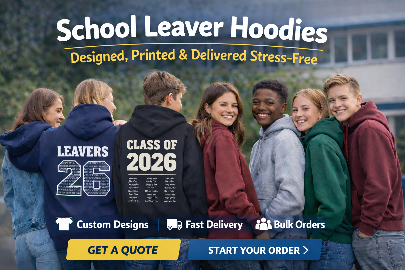 Leaver Hoodies EMbroidery LB & Printed Back AWDis