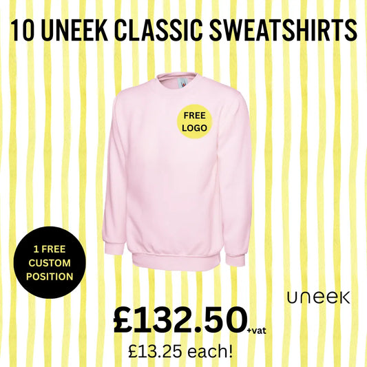 10 Uneek Sweatshirt Bundle (Free Print) Ultimate Workwear