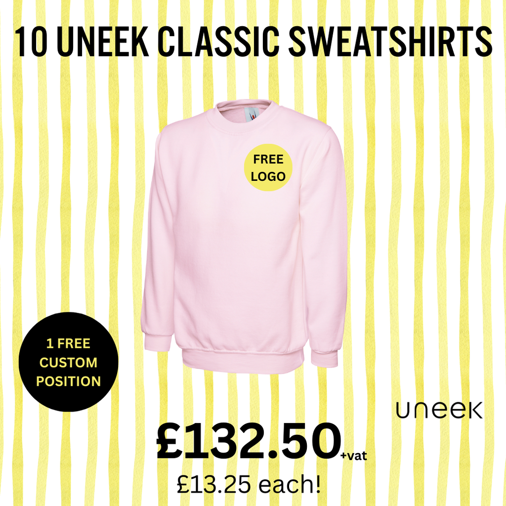 10 Uneek Sweatshirt Bundle (Free Print) Ultimate Workwear